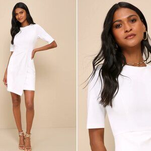 Lulus Westwood White Half Sleeve Sheath Dress
